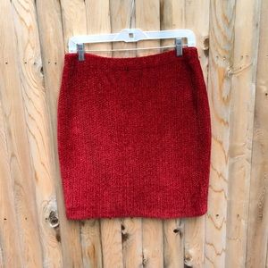 St John by Marie Grey red chunky knit skirt size 8